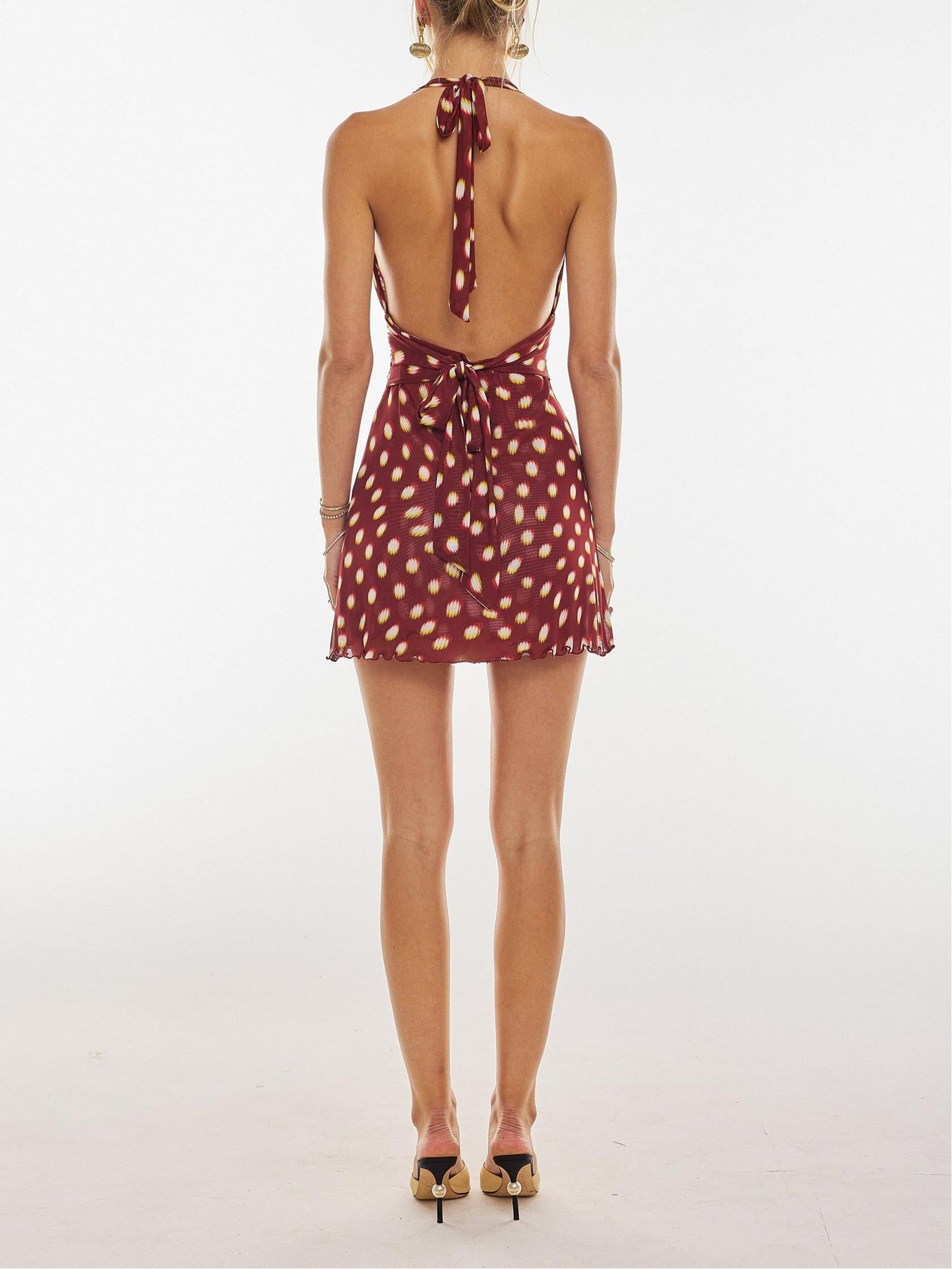 Bordo Vintage Mini Elbise