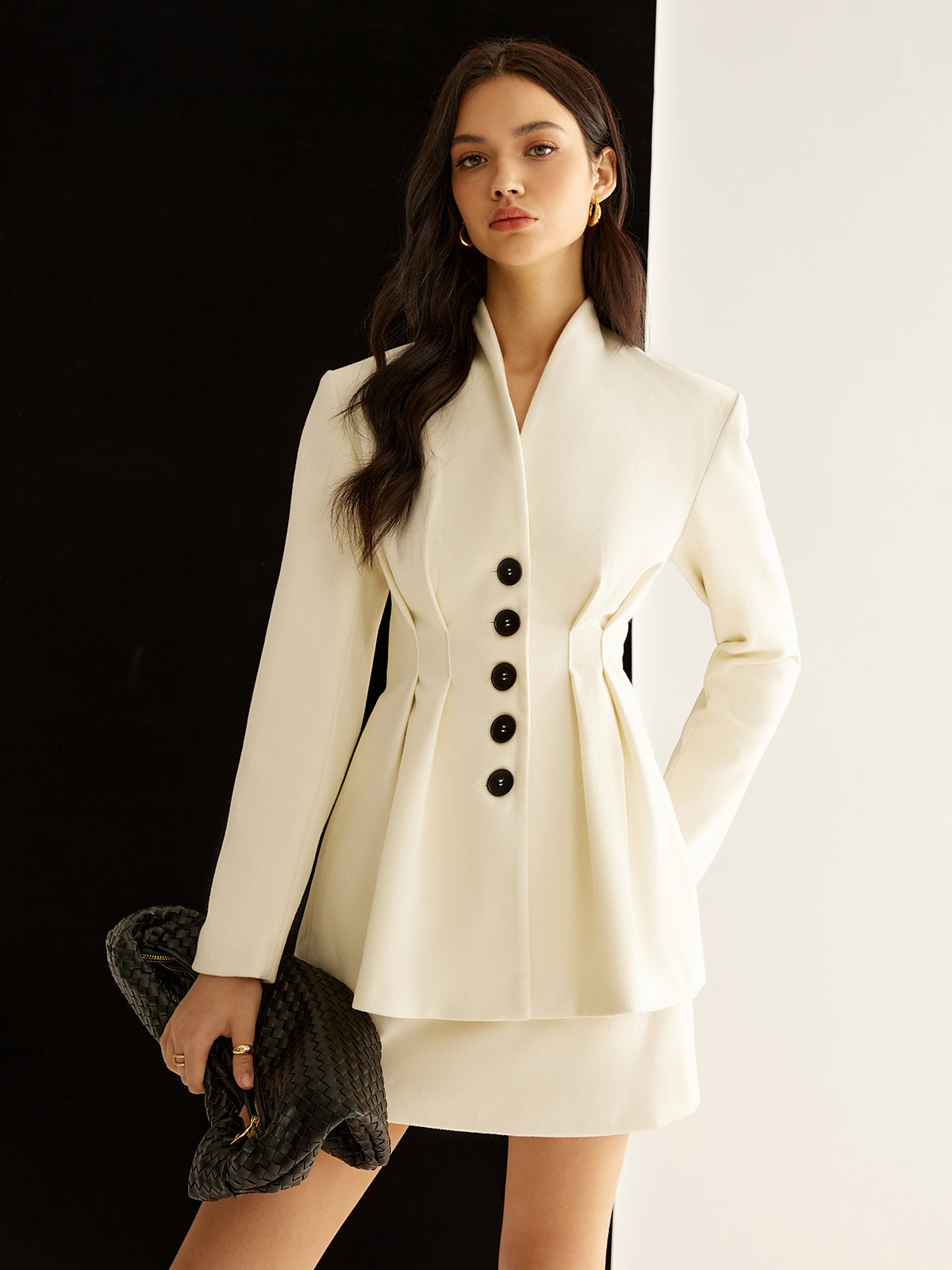 Şık Fırfırlı Düğmeli Blazer Ceket