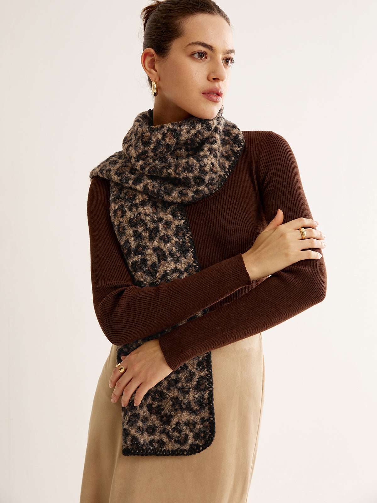 Leopar Desenli Minky Atkı