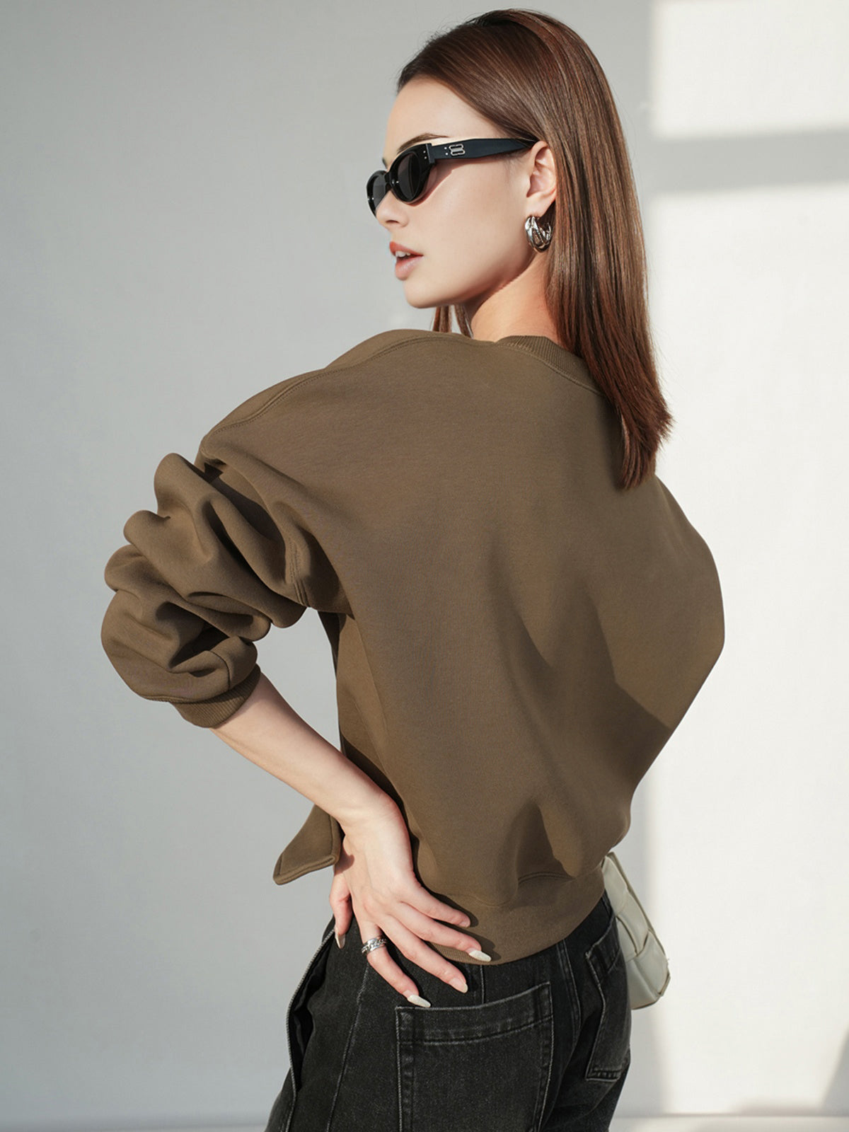 Kuşaklı Kısa Sweatshirt