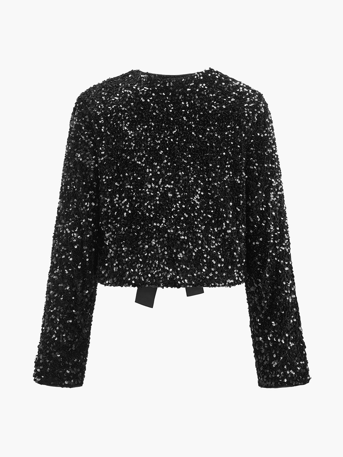 Payetli Kadife Fiyonklu Blazer Ceket