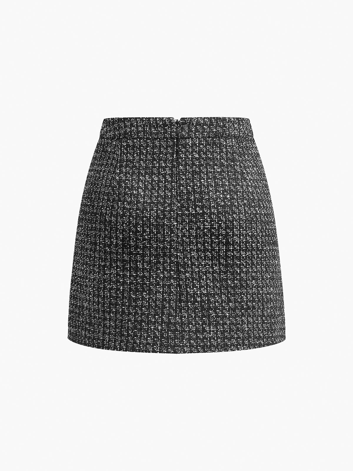 Fermuar Detaylı Tweed Mini Etek