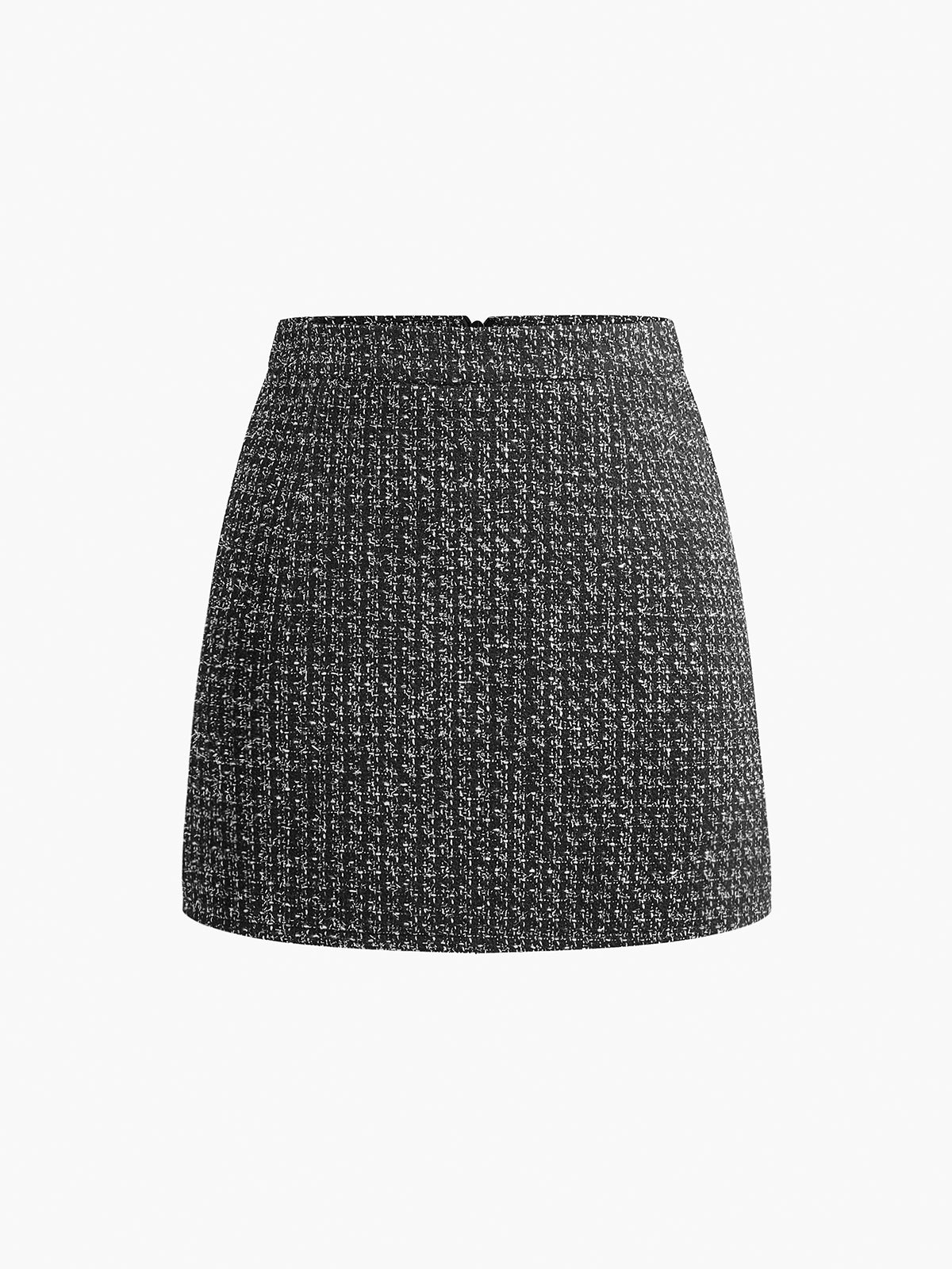 Fermuar Detaylı Tweed Mini Etek