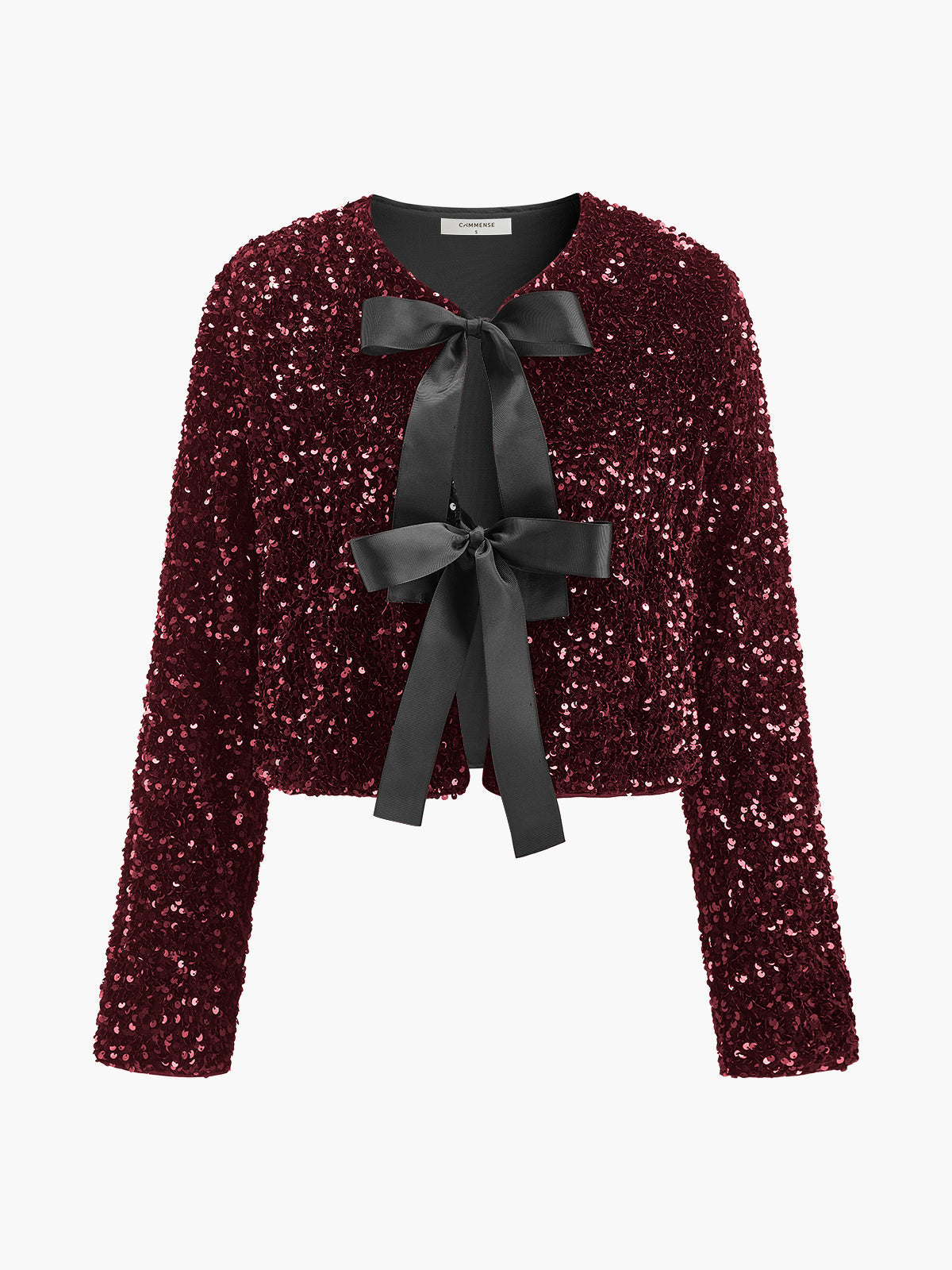 Payetli Kadife Fiyonklu Blazer Ceket