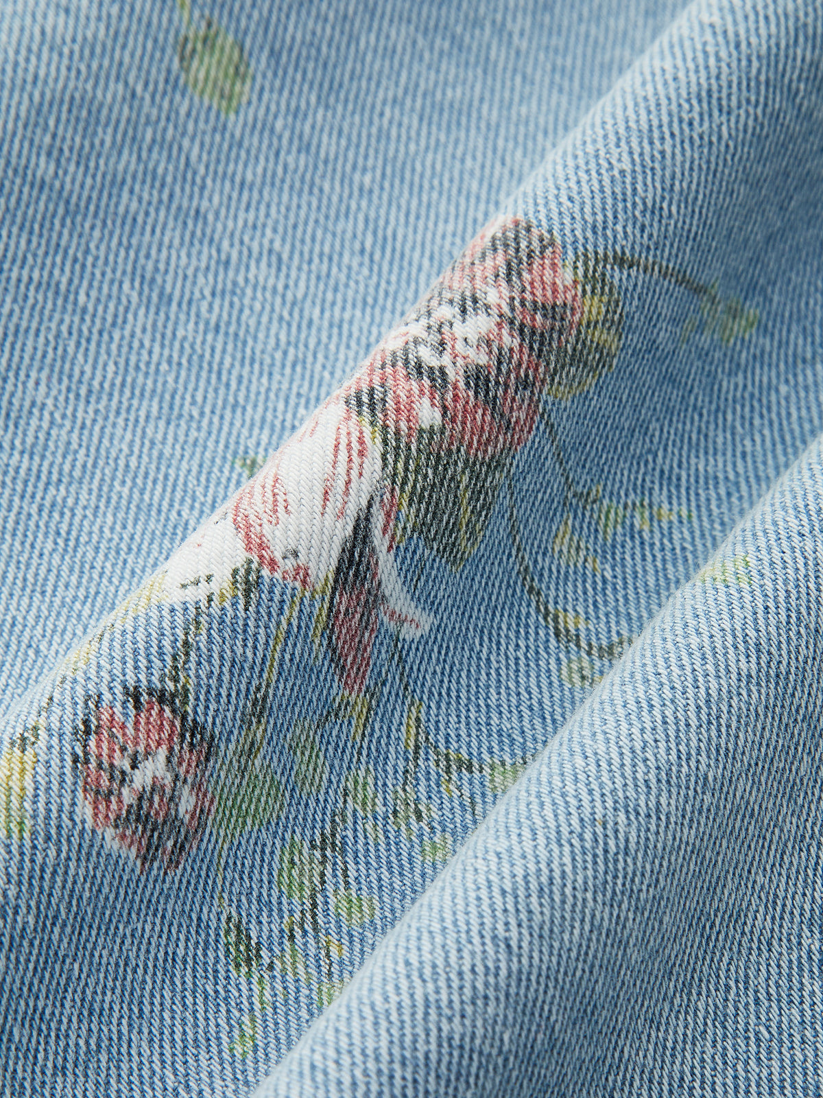 Çiçek Desenli Orta Bel Kot Pantolon