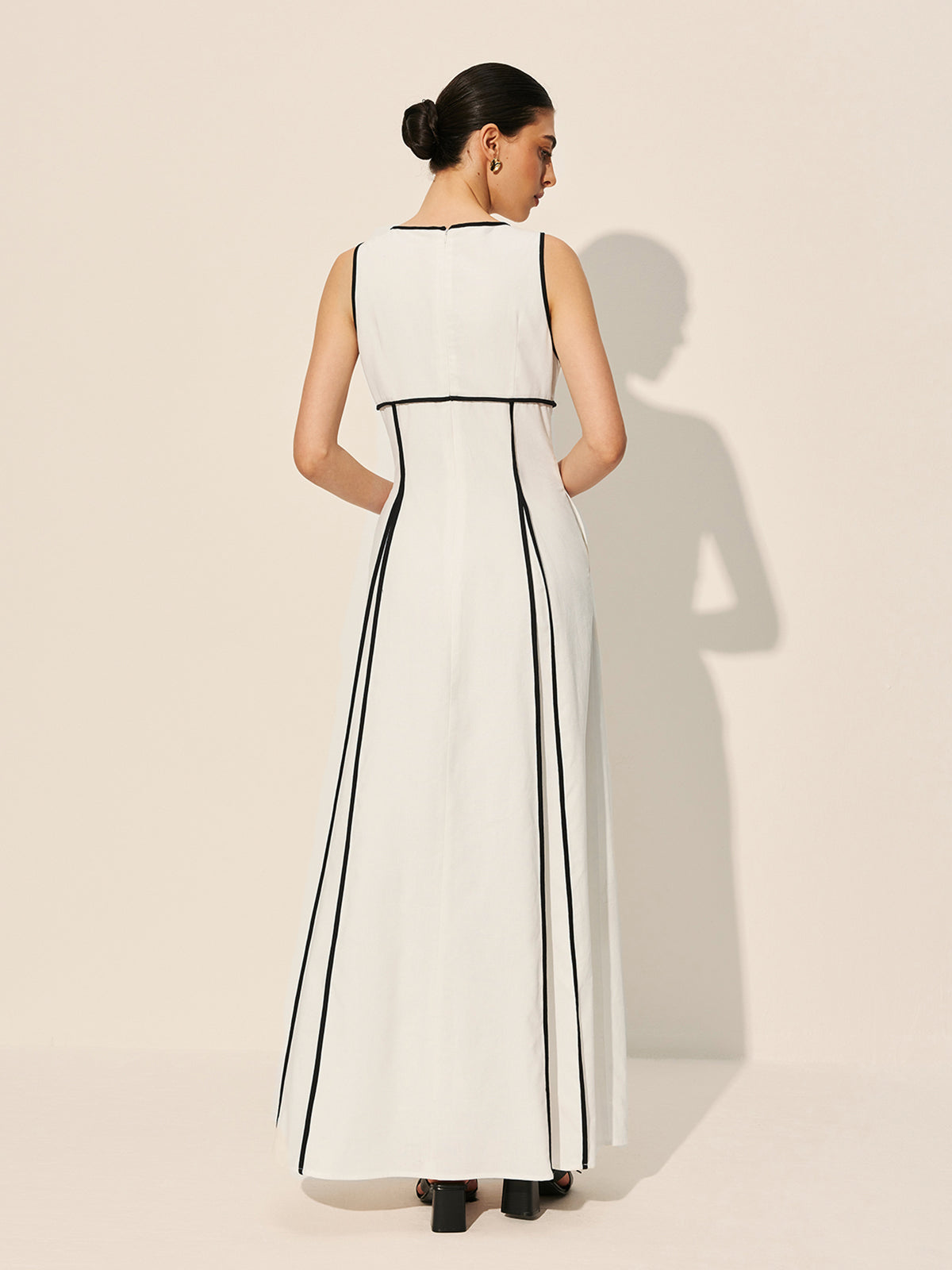 Kontrast Biyeli Cepli Elbise