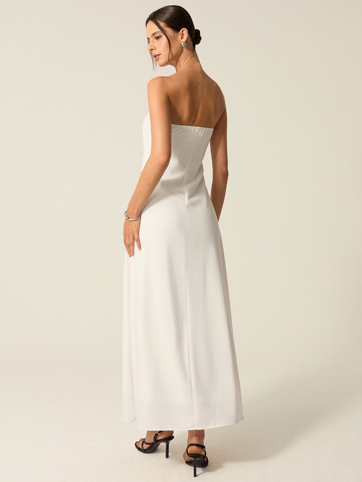 Askısız Çiçek Desenli Maxi Elbise