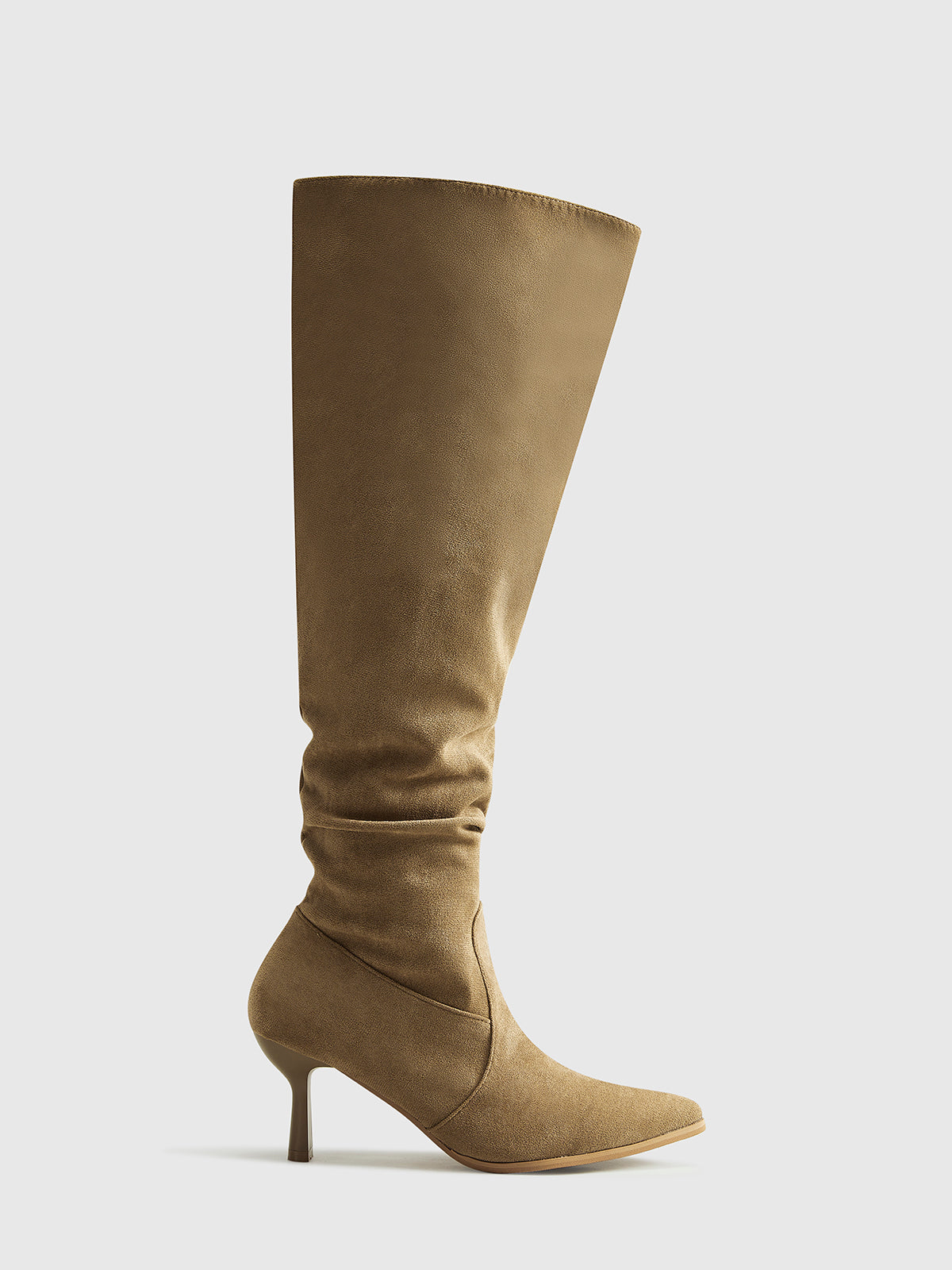 Suede Ruched Diz Üstü Çizme