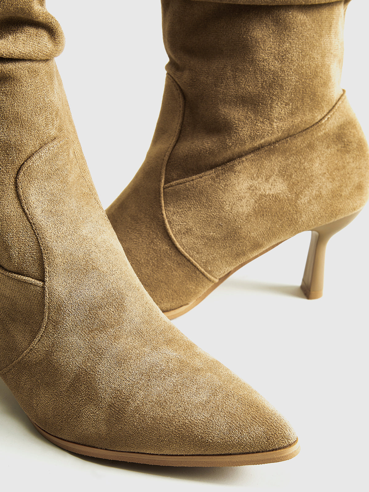 Suede Ruched Diz Üstü Çizme