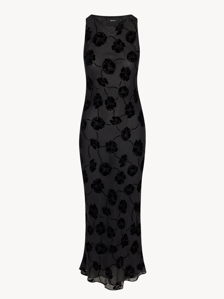 Alya Çiçek İşlemeli Midi Elbise