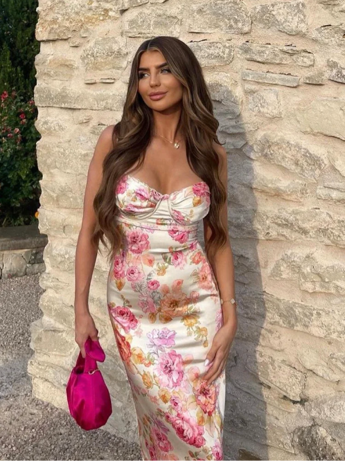 Amelia Çiçekli Uzun Elbise