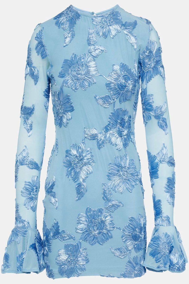 İşlemeli Sırtı Açık File Mini Elbise