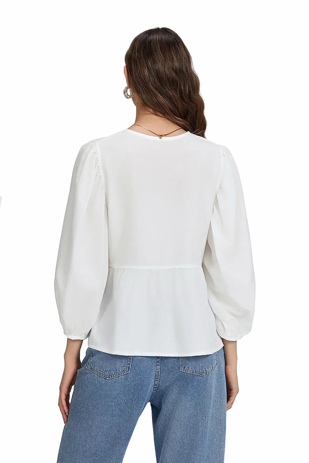Puf Kollu Peplum Papyon Bluz