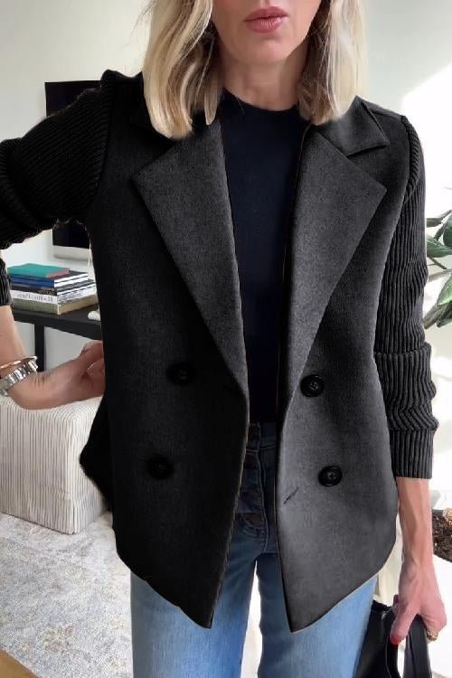 Elegant Knit-Sleeve Blazer