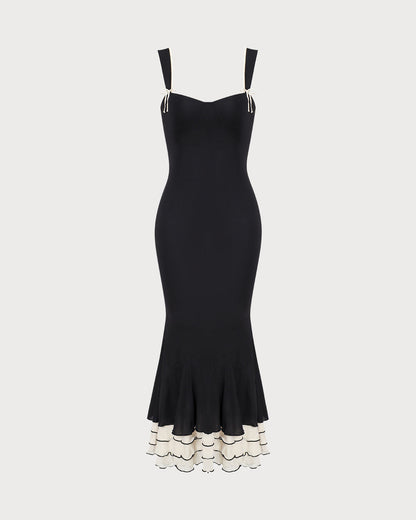 Kalp Yaka Bodycon Maxi Elbise