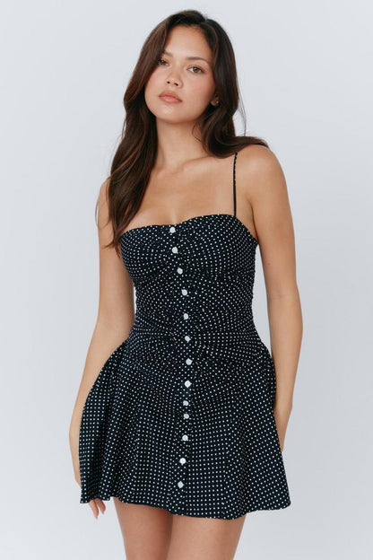 Tess Polka Dots Askılı Mini Elbise