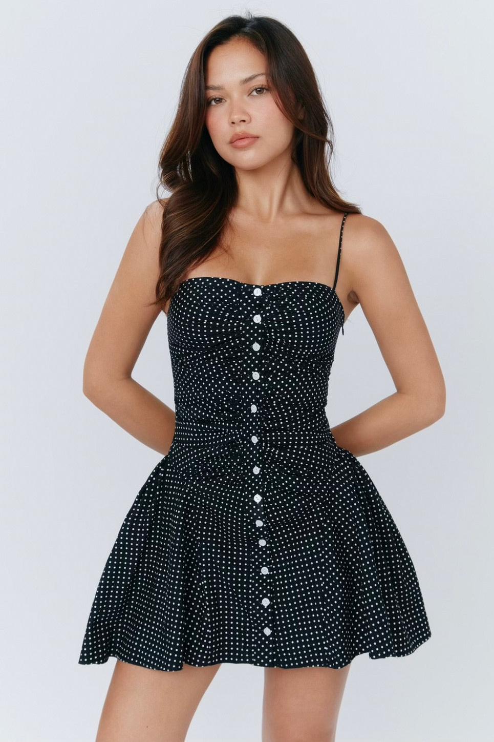 Tess Polka Dots Askılı Mini Elbise