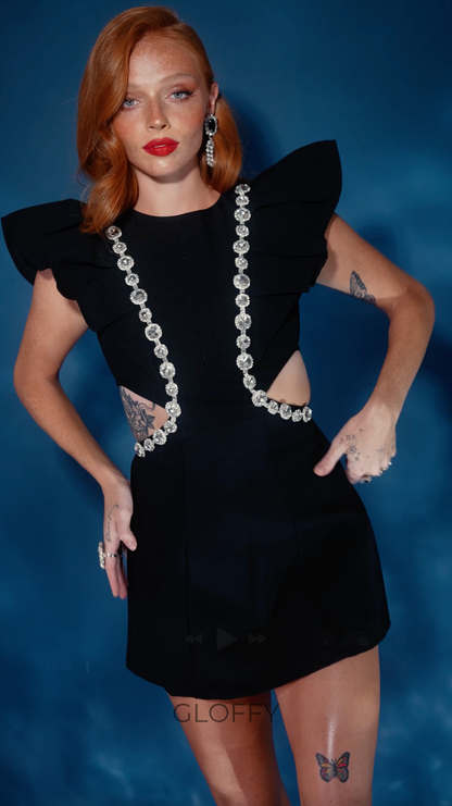 Cressida Black Kristal İşlemeli Mini Elbise