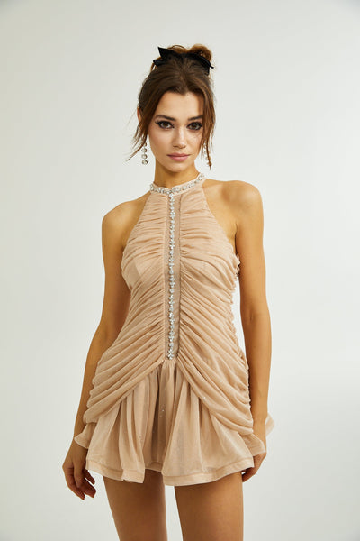 Seraphina Kristal Detaylı Mini Elbise
