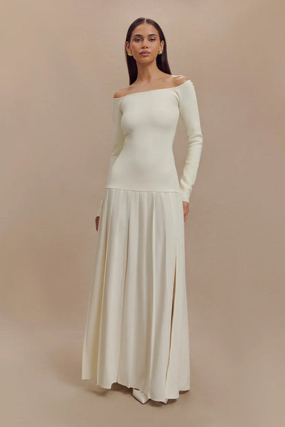 Selena Off-Shoulder Örgü Maxi Elbise