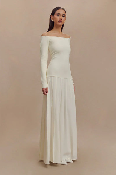 Selena Off-Shoulder Örgü Maxi Elbise