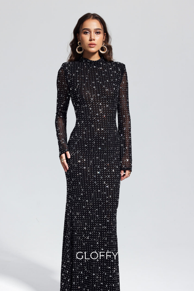 Andie Strasslı Bodycon Uzun Kollu Maxi Elbise