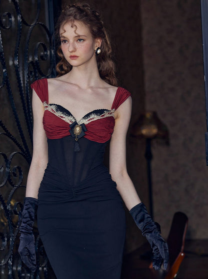 Vintage Korseli Maxi Elbise