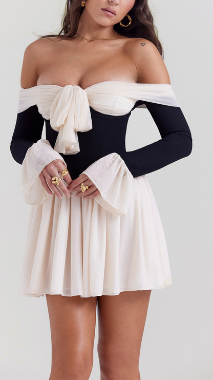 Isolde Drapeli Fiyonk Detaylı Balo Mini Elbise