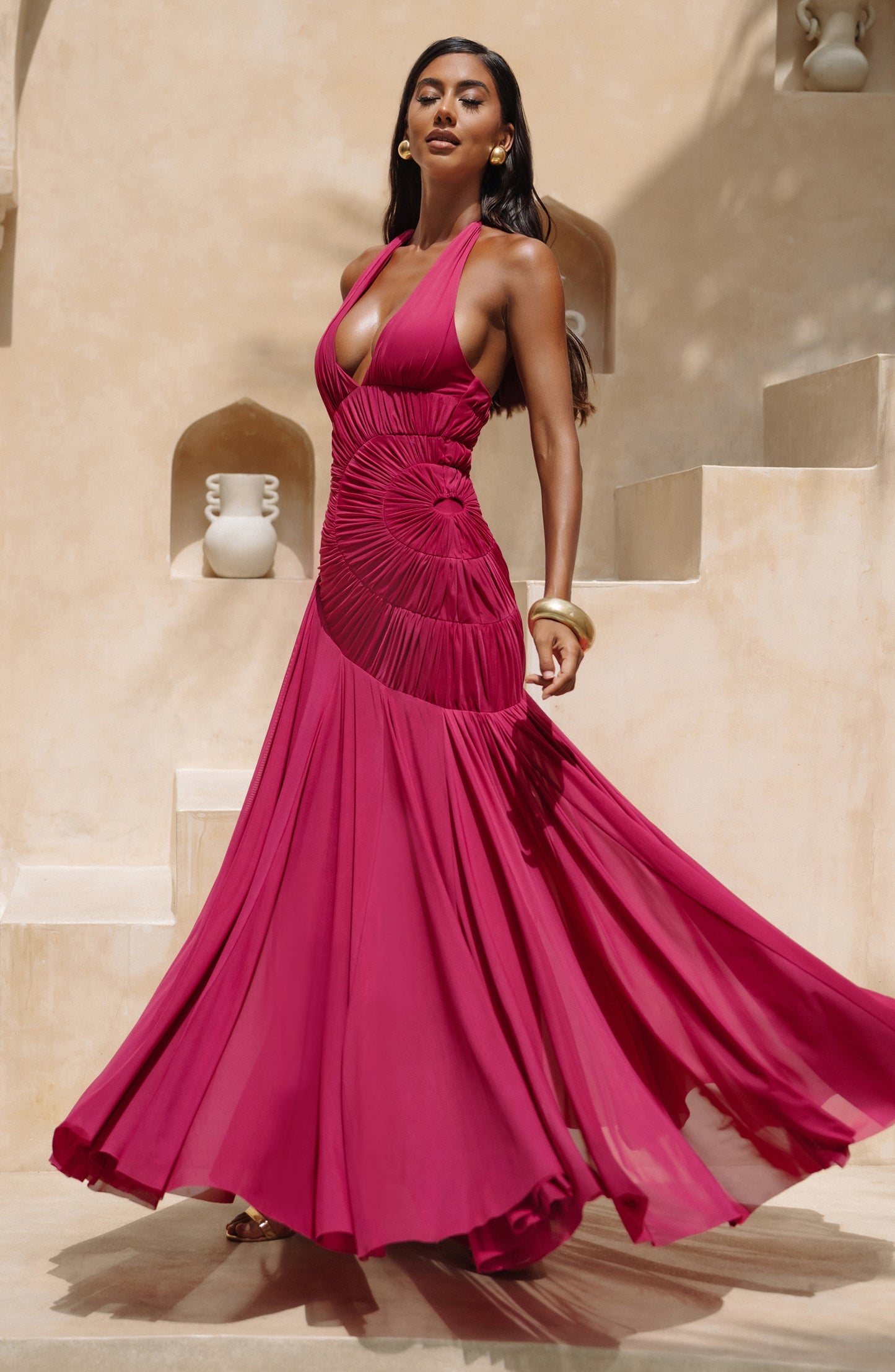 Selira Maxi Elbise – Ahududu