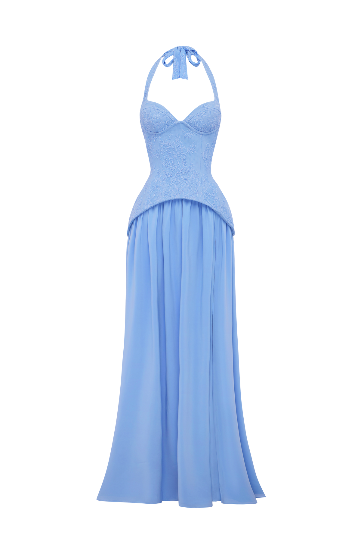 Almira Maxi Elbise – Pudra Mavisi