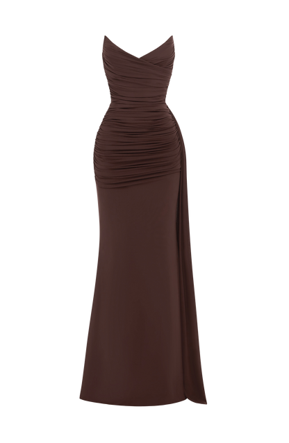 Ashika Maxi Elbise – Mürdüm Kahve