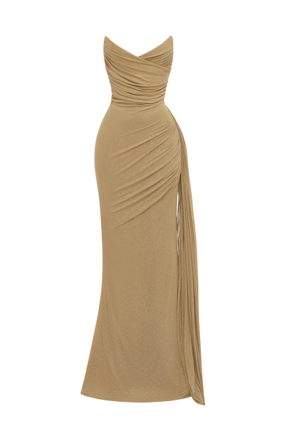 Ashika Maxi Elbise – Işıltılı Altın