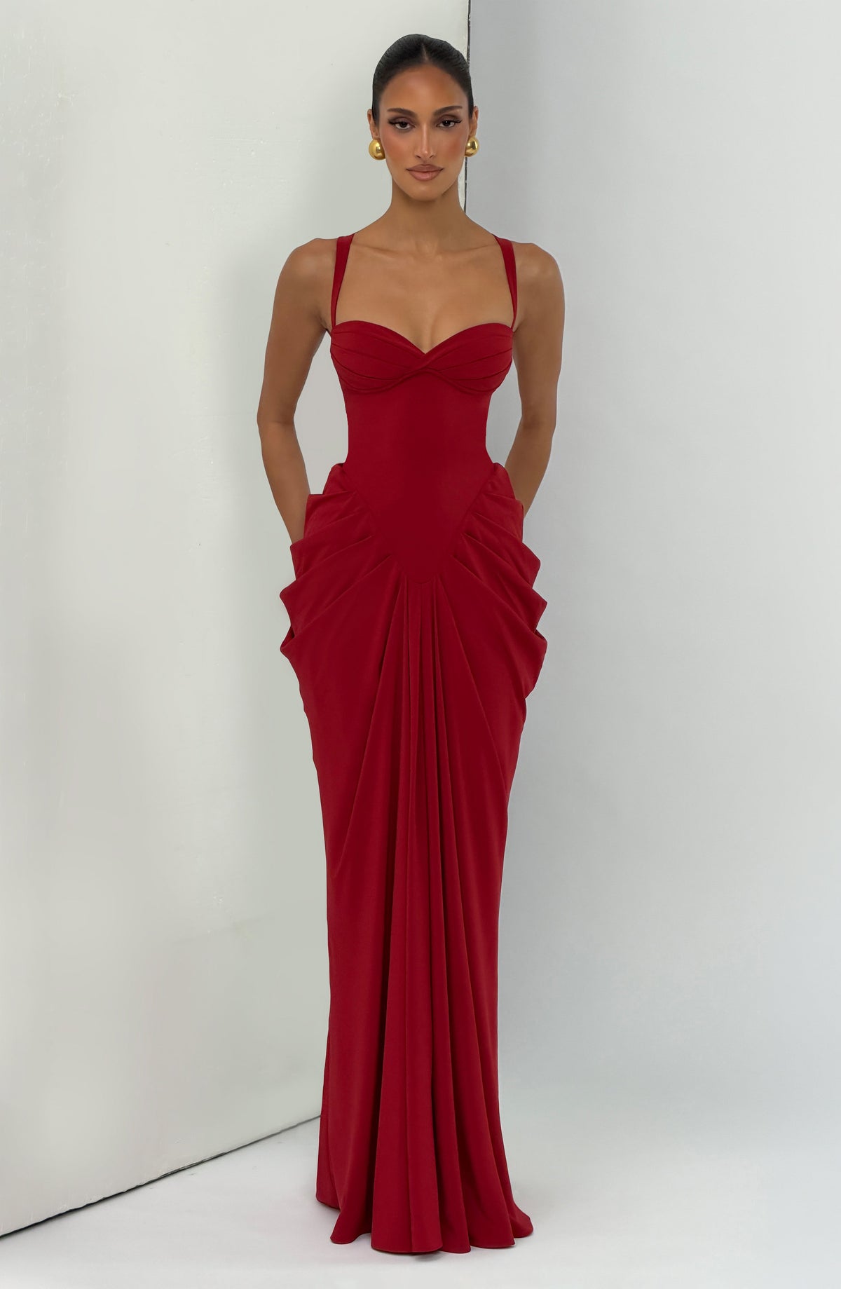 Lucille Maxi Elbise – Koyu Kırmızı