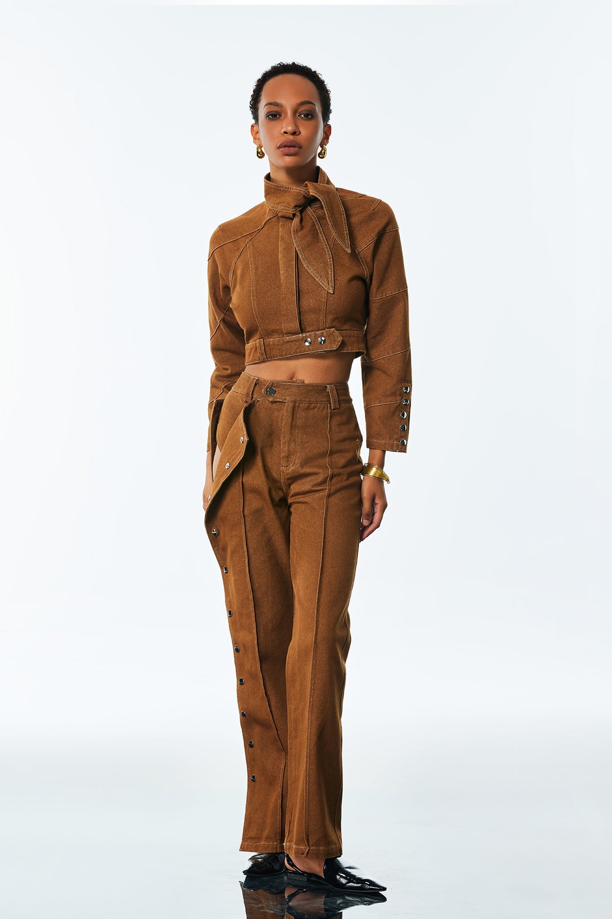 Adia Bağcıklı Tokalı Kot Pantolon Takımı