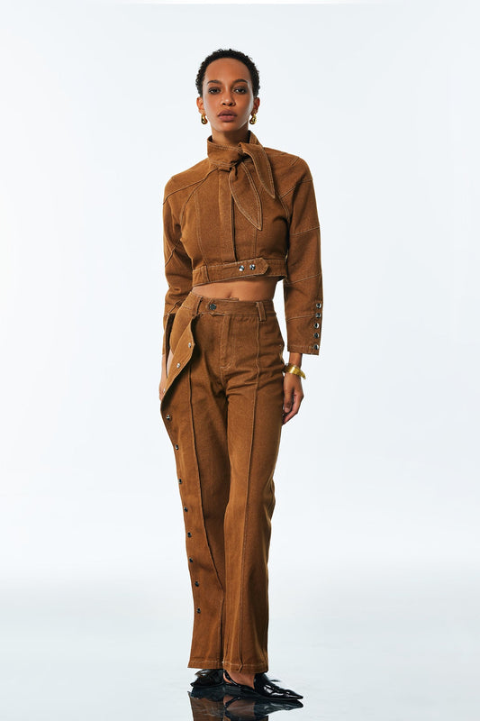 Adia Bağcıklı Tokalı Kot Pantolon Takımı