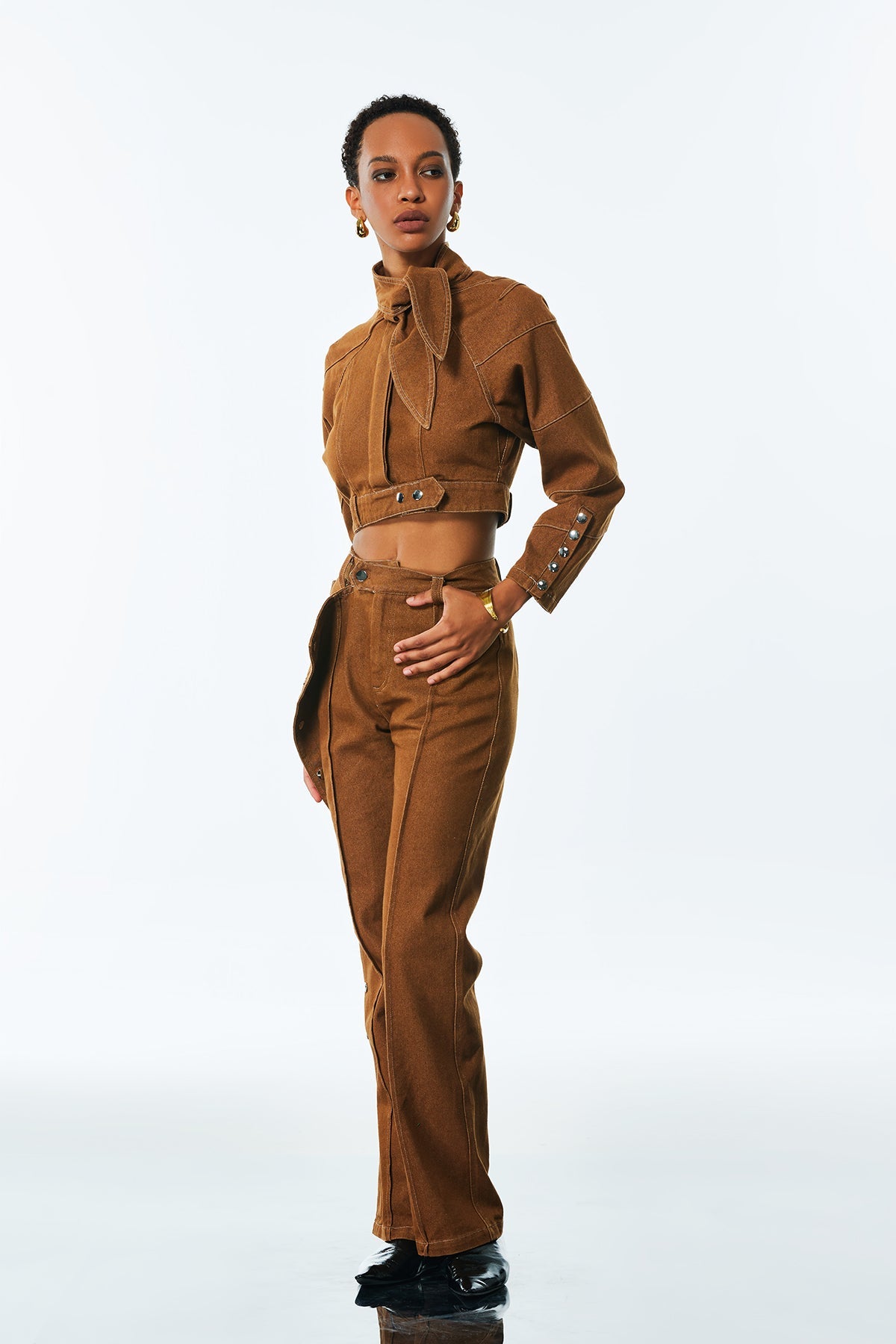 Adia Bağcıklı Tokalı Kot Pantolon Takımı