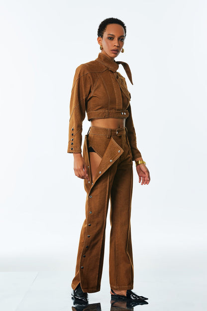 Adia Bağcıklı Tokalı Kot Pantolon Takımı