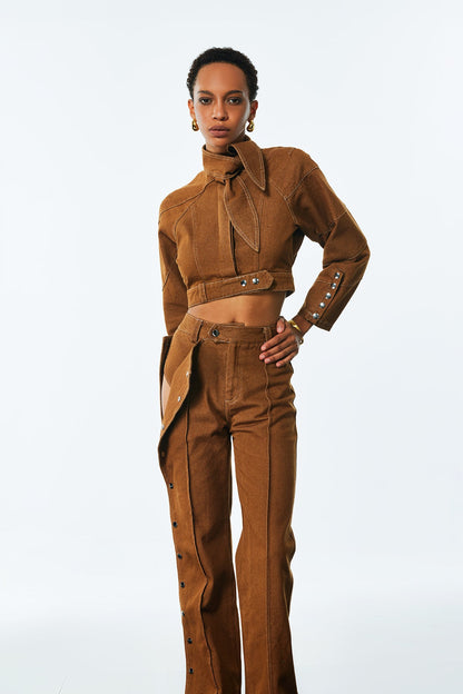 Adia Bağcıklı Tokalı Kot Pantolon Takımı