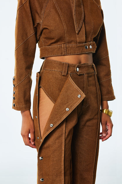 Adia Bağcıklı Tokalı Kot Pantolon Takımı