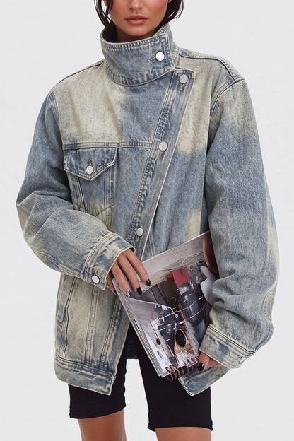 Aegle Asimetrik Kesim Tasarım Denim Ceket