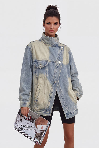 Aegle Asimetrik Kesim Tasarım Denim Ceket