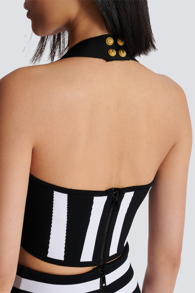 Halter Yaka Şerit Detaylı Örgü Takım