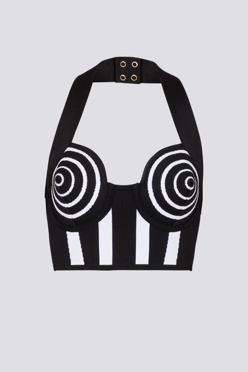 Halter Yaka Şerit Detaylı Örgü Takım