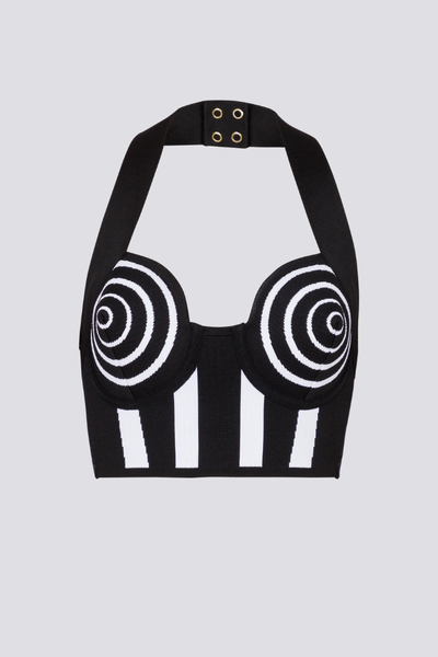 Halter Yaka Şerit Detaylı Örgü Takım
