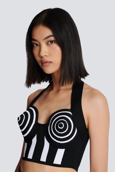 Halter Yaka Şerit Detaylı Örgü Takım