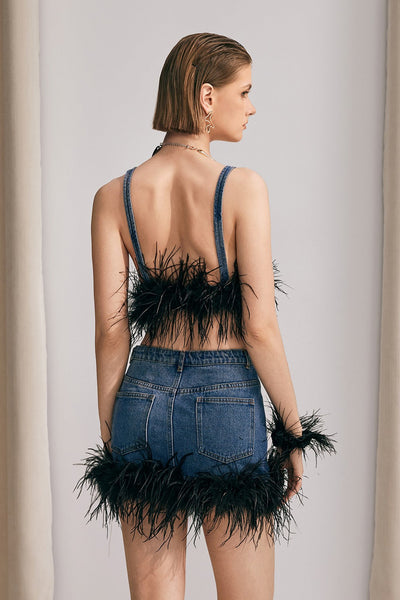 Arabella Tüy Detaylı Denim Etek