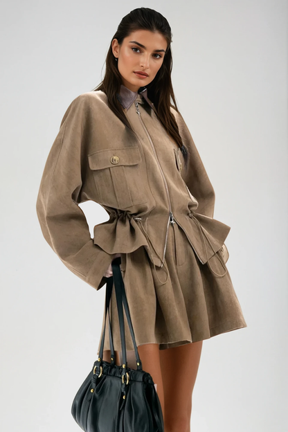 Aravinda Büzgülü Fırfırlı Bağcıklı Şortlu Takımı