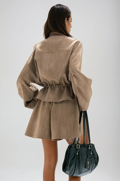 Aravinda Büzgülü Fırfırlı Bağcıklı Şortlu Takımı