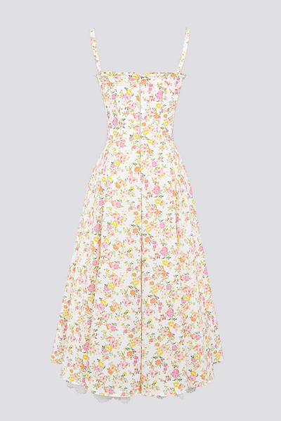 Athenais Çiçekli Dantelli Maxi Elbise