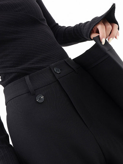 Asimetrik Katmanlı Düğme Detaylı Bol Paça Pantolon